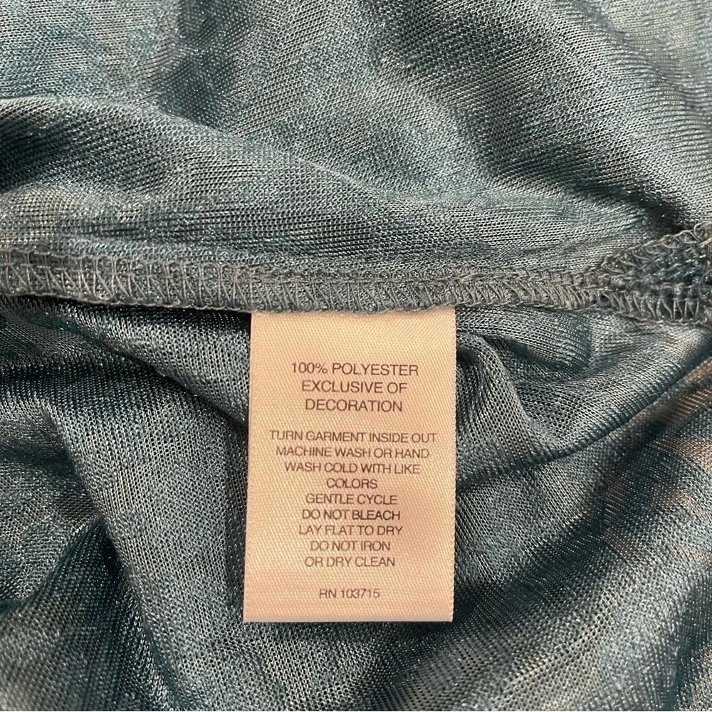 Valerie Stevens Blouse Tunic XL Teal Velvet Burnout Floral Blue Romantic Peasant